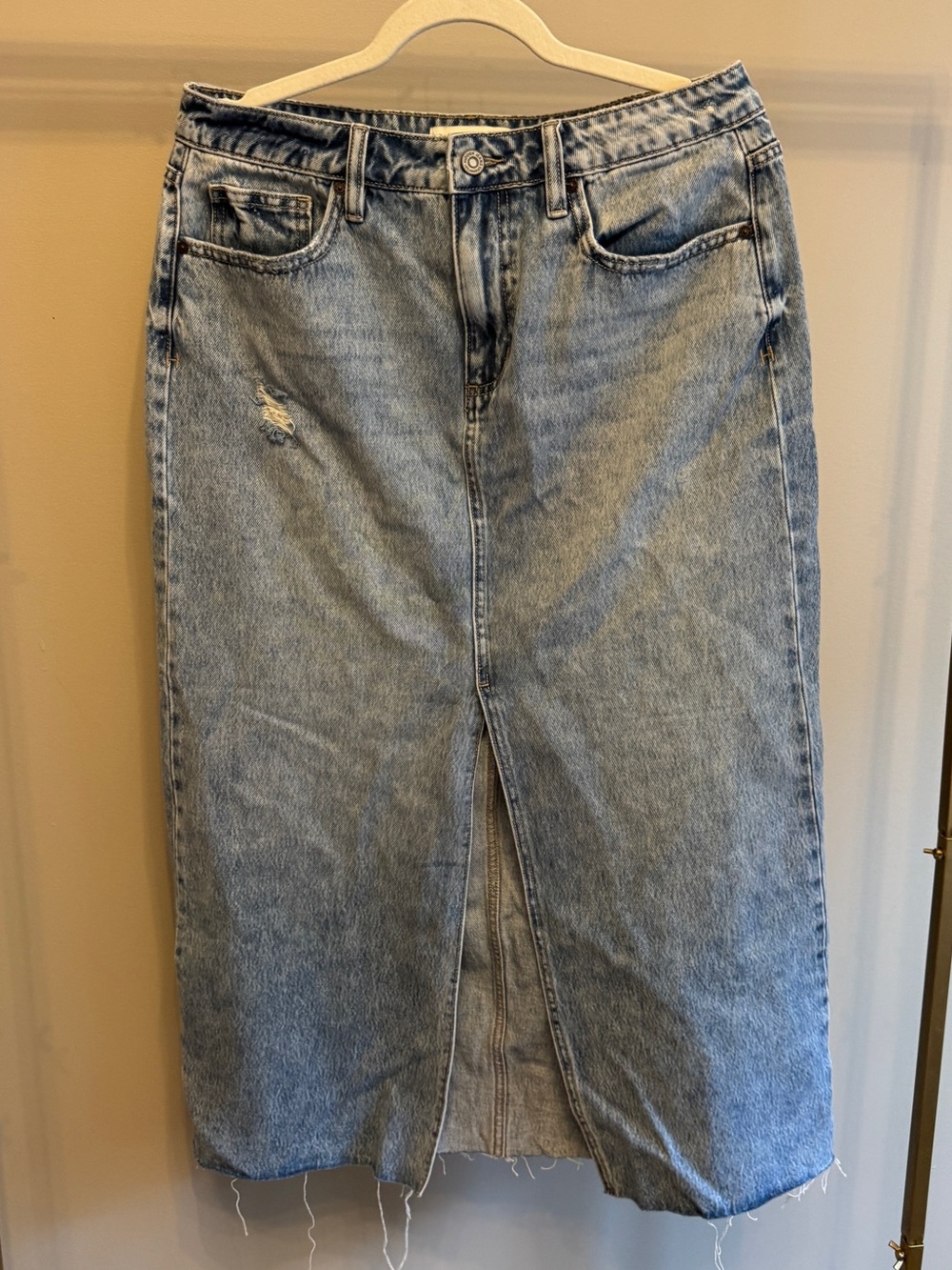 Hidden Jeans Peyton Denim Midi Skirt | Light Wash | Size Large
